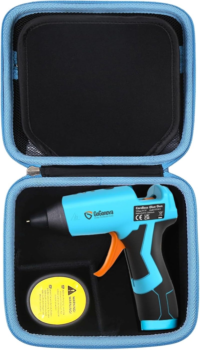 worfty Storage Case for GoGonova Cordless Glue Gun, Hard Waterproof Carrying Case for GoGonova 15s Fast Preheating 2Ah 4V Cordless Hot Glue Gun with Glue Gun Sticks Pocket, Pink, Case Only (Blue) - Image 5